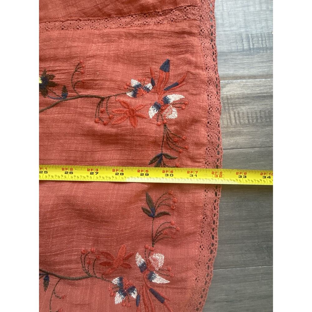 GIGIO USA Women’s S Embroidered Dress Rust Bell Sleeve Boho Floral Cottagecore - Picture 8 of 8